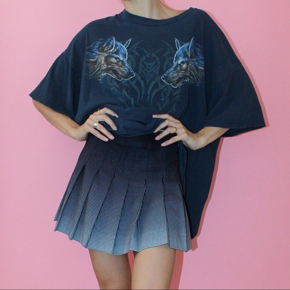 VTG Oversized Navy Tribal Wolf Graphic Tee 3XL - Picture 5 of 10